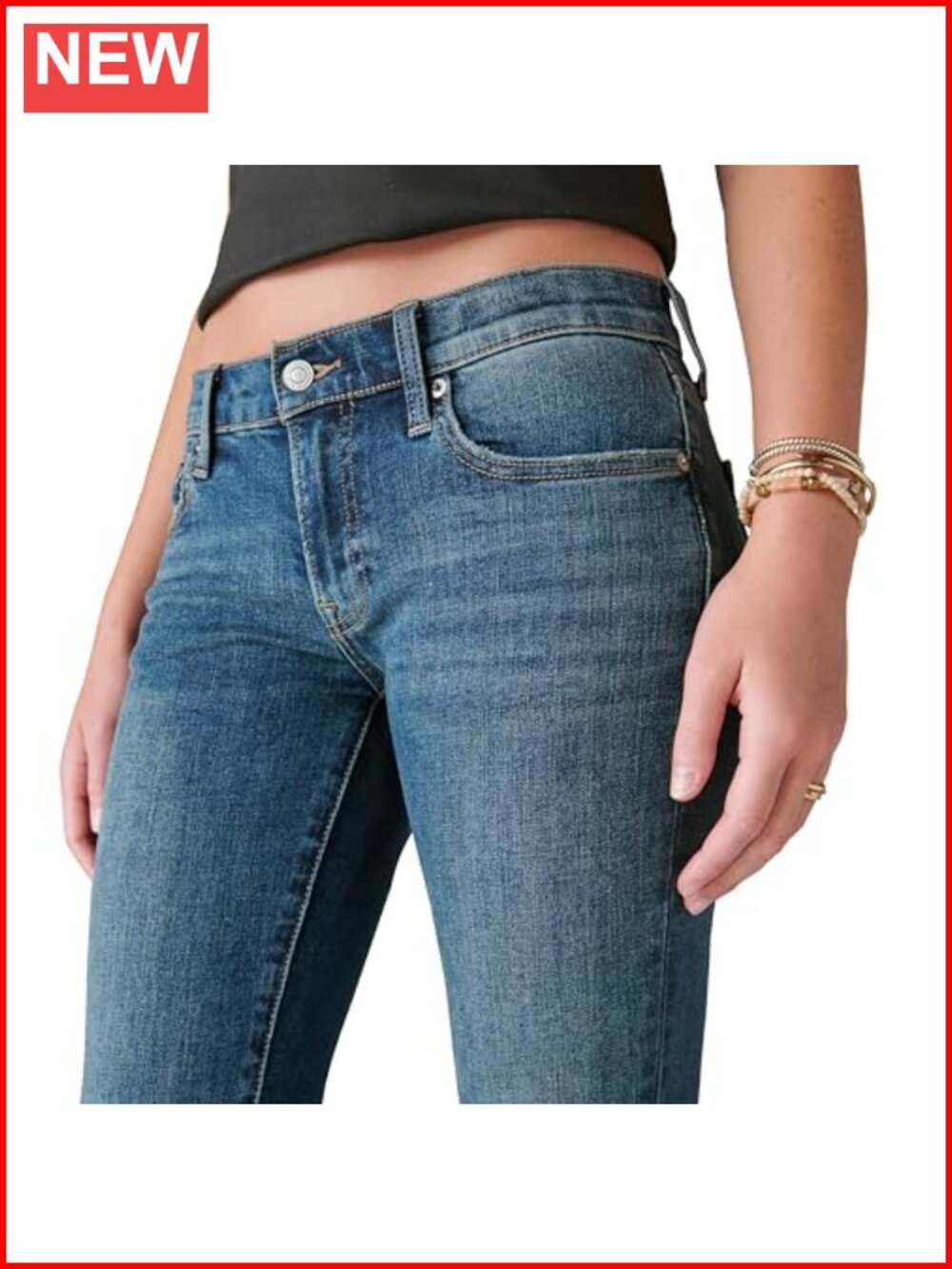 Mid Rise Bootcut Jeans Stretch 5-Pocket Casual Denim - Picture 4 of 6